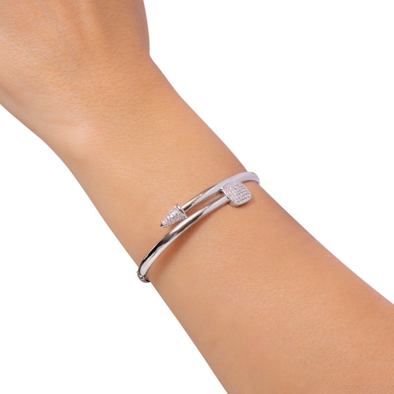 Bracelete Qudrado Duas Pontas Em Zircônias