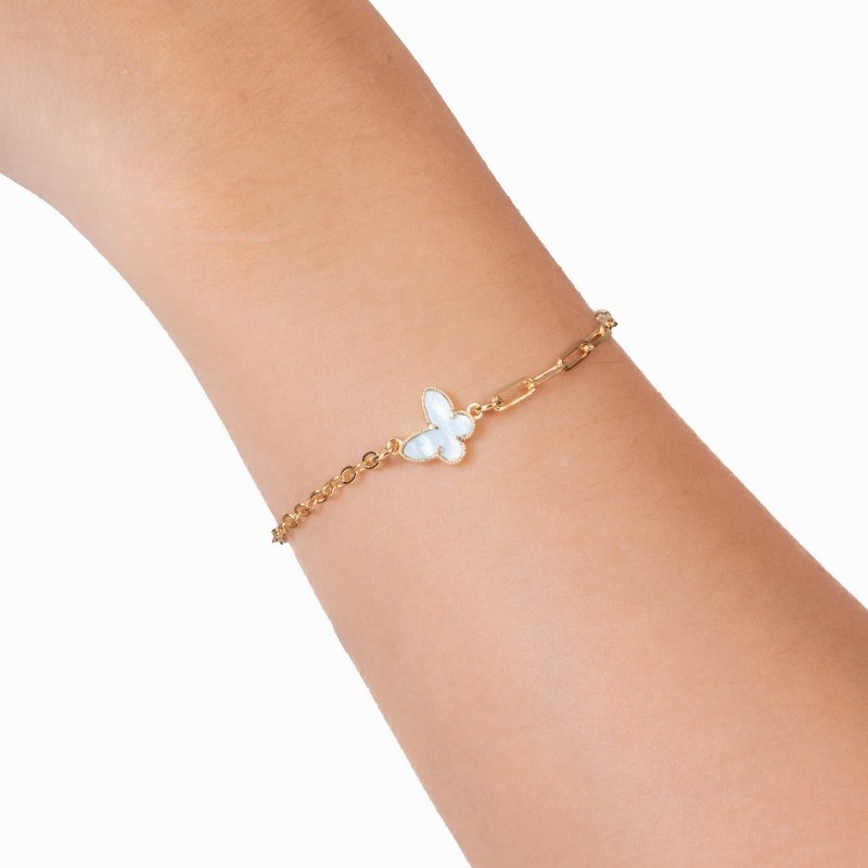 Pulseira Duas Malhas Com Borboleta